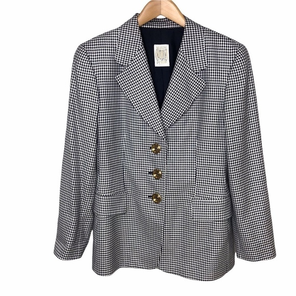 Gianfranco Ferre Jackets & Blazers - Gianfranco Ferre Houndstooth Blazer Vintage Size 12 Gold Buttons